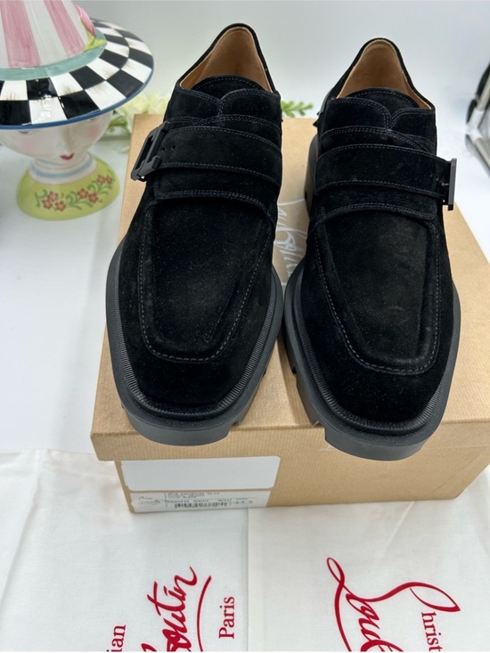 Men\'s Christian Louboutin OUR GEORGES Black Suede Strap Loafers. Size 43.5 main image 9
